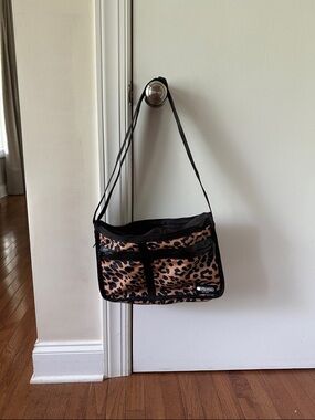 Lesportsac Leopard Print Crossbody Bag - Black and Tan